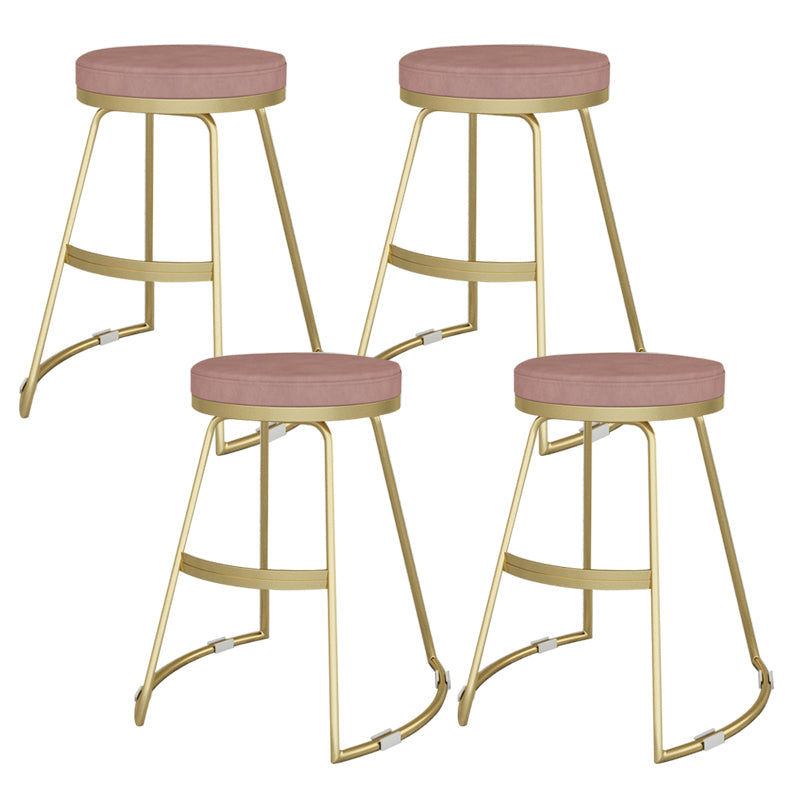 Nordic Style Bar-stool Round Seat Counter Bar Stool with Metal Legs for Home