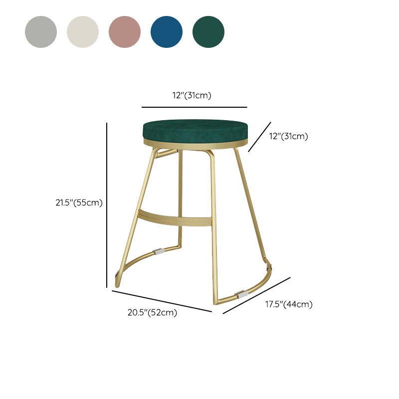 Nordic Style Bar-stool Round Seat Counter Bar Stool with Metal Legs for Home