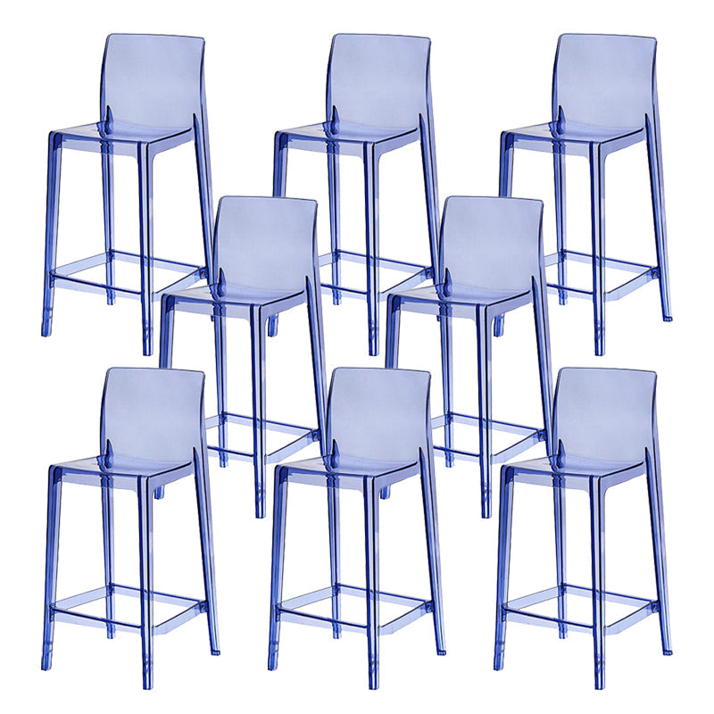 Industrial Plasticr Bar-stool Square Seat Counter Bar Stool with Plastic Legs Blue 8 Piece Set Bar Stool(30"H) Clearhalo 'Bar Furniture' 'Bar Stools' 'bar_stools' 'furn' 'furn_bar_stools' 'Furniture' 'Kitchen & Dining Furniture' 6187057