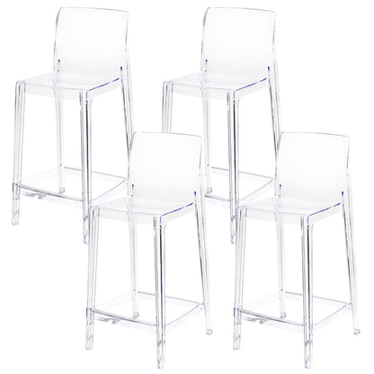 Industrial Plasticr Bar-stool Square Seat Counter Bar Stool with Plastic Legs Clear 4 Piece Set Counter Stool(26"H) Clearhalo 'Bar Furniture' 'Bar Stools' 'bar_stools' 'furn' 'furn_bar_stools' 'Furniture' 'Kitchen & Dining Furniture' 6187060