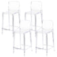 Industrial Plasticr Bar-stool Square Seat Counter Bar Stool with Plastic Legs Clear 4 Piece Set Bar Stool(30"H) Clearhalo 'Bar Furniture' 'Bar Stools' 'bar_stools' 'furn' 'furn_bar_stools' 'Furniture' 'Kitchen & Dining Furniture' 6187063
