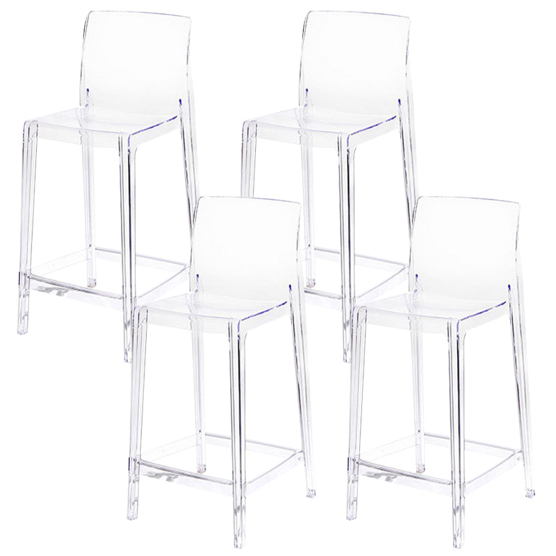 Industrial Plasticr Bar-stool Square Seat Counter Bar Stool with Plastic Legs Clear 4 Piece Set Bar Stool(30"H) Clearhalo 'Bar Furniture' 'Bar Stools' 'bar_stools' 'furn' 'furn_bar_stools' 'Furniture' 'Kitchen & Dining Furniture' 6187063
