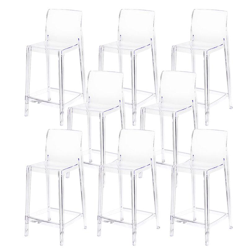Industrial Plasticr Bar-stool Square Seat Counter Bar Stool with Plastic Legs Clear 8 Piece Set Bar Stool(30"H) Clearhalo 'Bar Furniture' 'Bar Stools' 'bar_stools' 'furn' 'furn_bar_stools' 'Furniture' 'Kitchen & Dining Furniture' 6187065