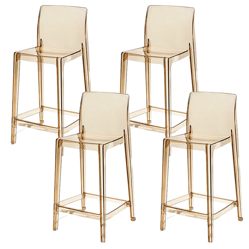 Industrial Plasticr Bar-stool Square Seat Counter Bar Stool with Plastic Legs Amber 4 Piece Set Counter Stool(26"H) Clearhalo 'Bar Furniture' 'Bar Stools' 'bar_stools' 'furn' 'furn_bar_stools' 'Furniture' 'Kitchen & Dining Furniture' 6187068