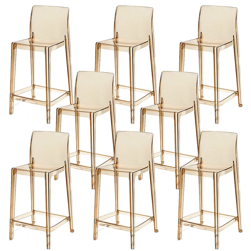 Industrial Plasticr Bar-stool Square Seat Counter Bar Stool with Plastic Legs Amber 8 Piece Set Counter Stool(26"H) Clearhalo 'Bar Furniture' 'Bar Stools' 'bar_stools' 'furn' 'furn_bar_stools' 'Furniture' 'Kitchen & Dining Furniture' 6187070