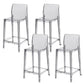 Industrial Plasticr Bar-stool Square Seat Counter Bar Stool with Plastic Legs Smoke Gray 4 Piece Set Counter Stool(26"H) Clearhalo 'Bar Furniture' 'Bar Stools' 'bar_stools' 'furn' 'furn_bar_stools' 'Furniture' 'Kitchen & Dining Furniture' 6187073