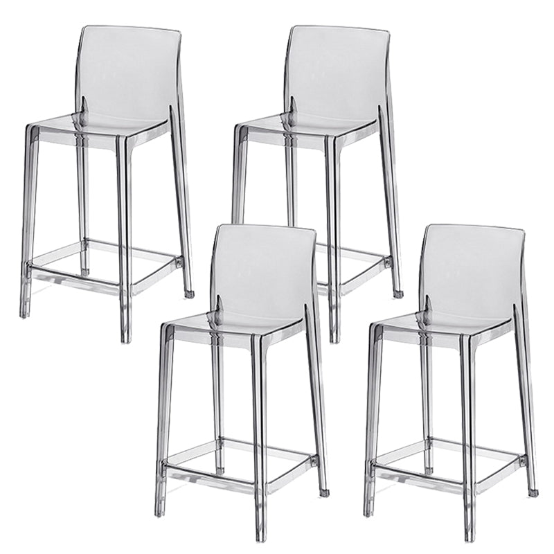 Industrial Plasticr Bar-stool Square Seat Counter Bar Stool with Plastic Legs Smoke Gray 4 Piece Set Counter Stool(26"H) Clearhalo 'Bar Furniture' 'Bar Stools' 'bar_stools' 'furn' 'furn_bar_stools' 'Furniture' 'Kitchen & Dining Furniture' 6187073