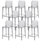 Industrial Plasticr Bar-stool Square Seat Counter Bar Stool with Plastic Legs Smoke Gray 8 Piece Set Bar Stool(30"H) Clearhalo 'Bar Furniture' 'Bar Stools' 'bar_stools' 'furn' 'furn_bar_stools' 'Furniture' 'Kitchen & Dining Furniture' 6187076