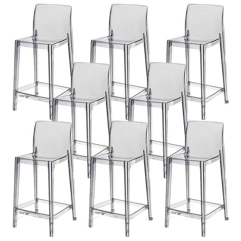 Industrial Plasticr Bar-stool Square Seat Counter Bar Stool with Plastic Legs Smoke Gray 8 Piece Set Bar Stool(30"H) Clearhalo 'Bar Furniture' 'Bar Stools' 'bar_stools' 'furn' 'furn_bar_stools' 'Furniture' 'Kitchen & Dining Furniture' 6187076