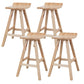 Contemporary Wood Seat Bar Stool Low Back Bar Stool for Home Use