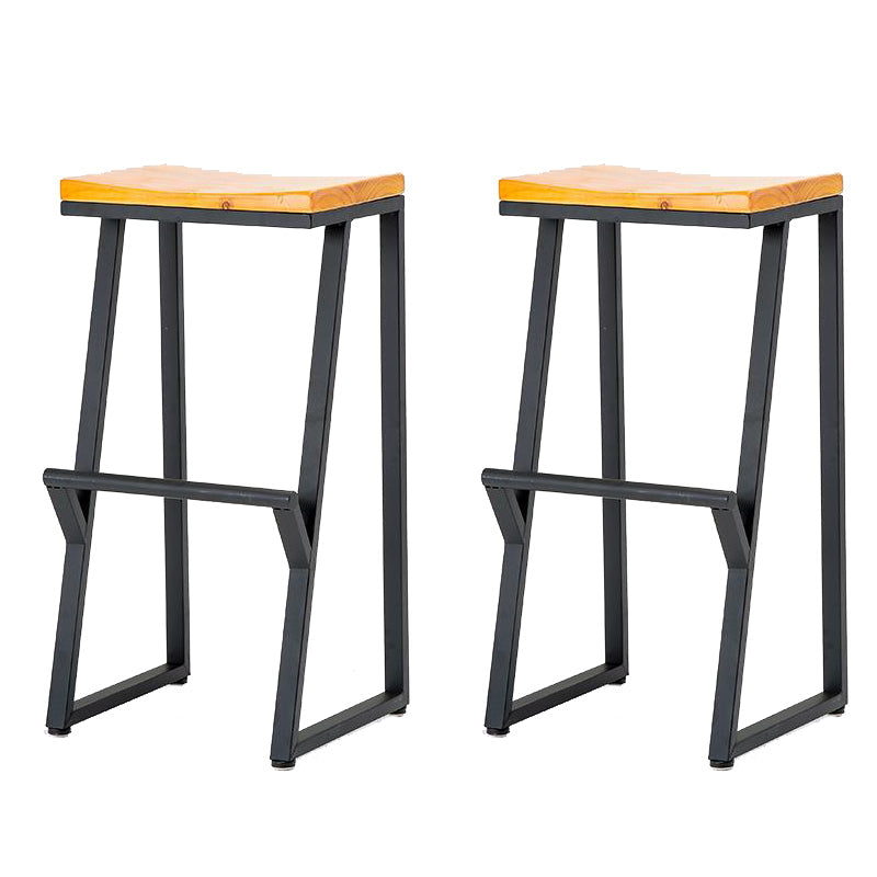 Contemporary Wood Counter Stools Metal Bar Stool for Home Use 2 Piece Set Bar Stool (28" H) Clearhalo 'Bar Furniture' 'Bar Stools' 'bar_stools' 'furn' 'furn_bar_stools' 'Furniture' 'Kitchen & Dining Furniture' 6187120