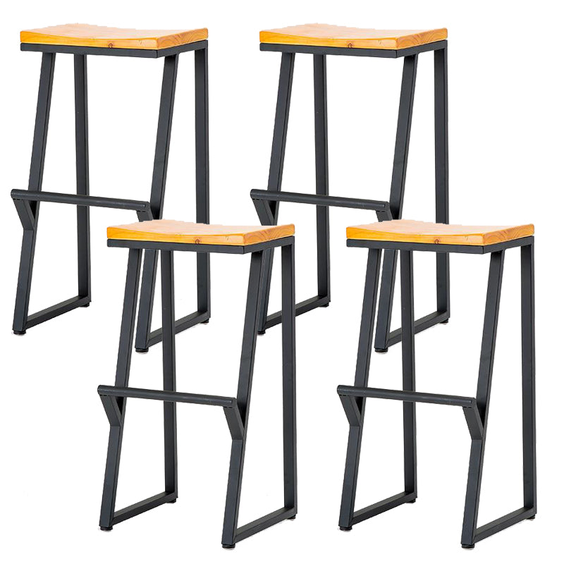 Contemporary Wood Counter Stools Metal Bar Stool for Home Use 4 Piece Set Bar Stool (28" H) Clearhalo 'Bar Furniture' 'Bar Stools' 'bar_stools' 'furn' 'furn_bar_stools' 'Furniture' 'Kitchen & Dining Furniture' 6187122