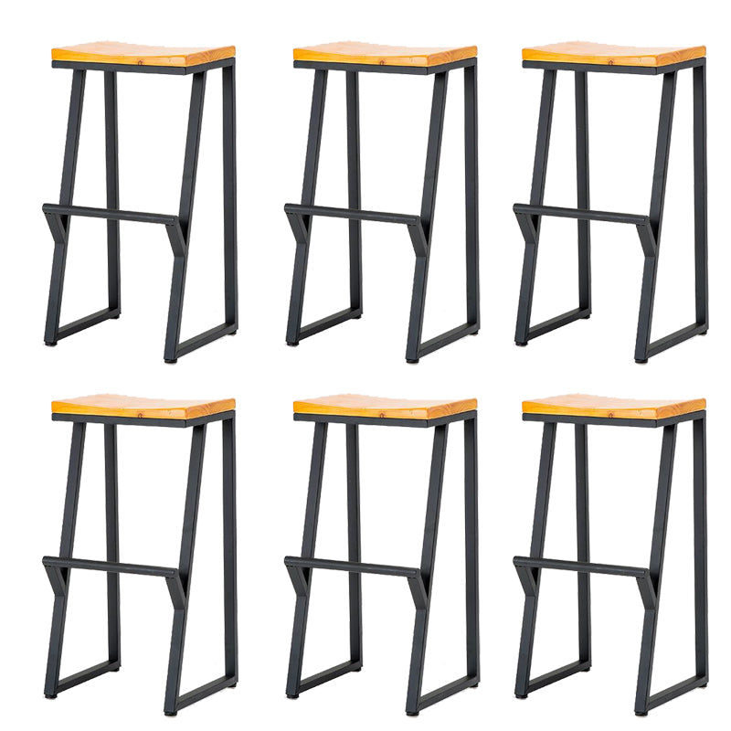 Contemporary Wood Counter Stools Metal Bar Stool for Home Use 6 Piece Set Bar Stool (28" H) Clearhalo 'Bar Furniture' 'Bar Stools' 'bar_stools' 'furn' 'furn_bar_stools' 'Furniture' 'Kitchen & Dining Furniture' 6187124