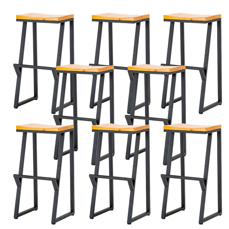 Contemporary Wood Counter Stools Metal Bar Stool for Home Use 8 Piece Set Bar Stool (28" H) Clearhalo 'Bar Furniture' 'Bar Stools' 'bar_stools' 'furn' 'furn_bar_stools' 'Furniture' 'Kitchen & Dining Furniture' 6187126