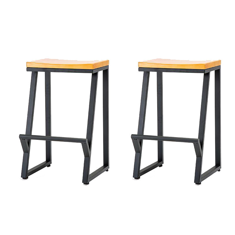 Contemporary Wood Counter Stools Metal Bar Stool for Home Use 2 Piece Set Counter Stool(26"H) Clearhalo 'Bar Furniture' 'Bar Stools' 'bar_stools' 'furn' 'furn_bar_stools' 'Furniture' 'Kitchen & Dining Furniture' 6187129