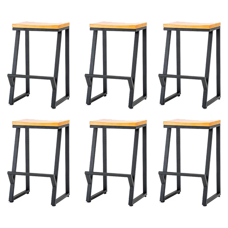 Contemporary Wood Counter Stools Metal Bar Stool for Home Use 6 Piece Set Counter Stool(26"H) Clearhalo 'Bar Furniture' 'Bar Stools' 'bar_stools' 'furn' 'furn_bar_stools' 'Furniture' 'Kitchen & Dining Furniture' 6187131