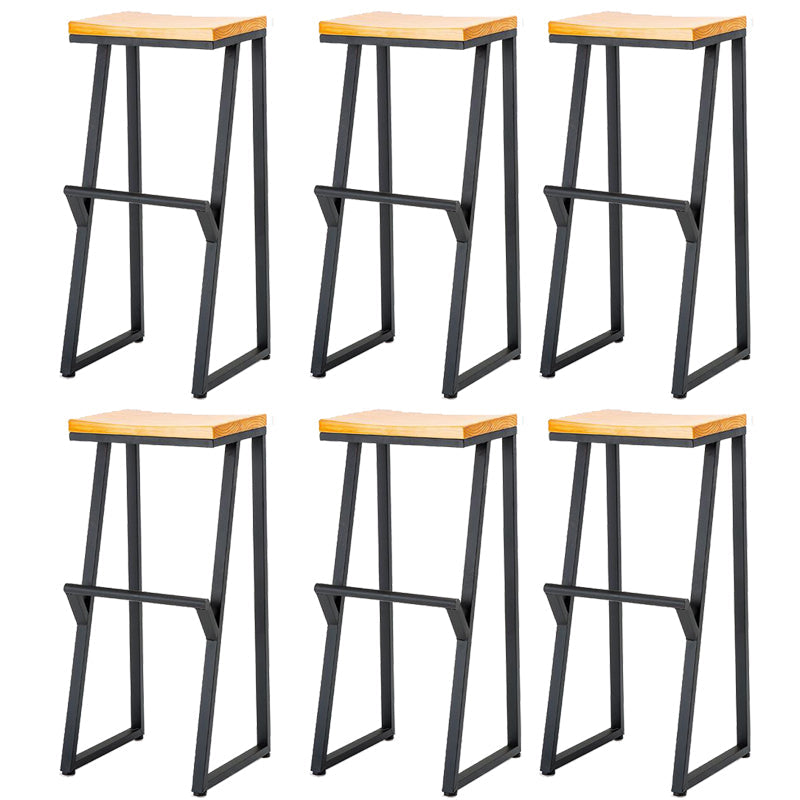 Contemporary Wood Counter Stools Metal Bar Stool for Home Use 6 Piece Set Bar Stool(33"H) Clearhalo 'Bar Furniture' 'Bar Stools' 'bar_stools' 'furn' 'furn_bar_stools' 'Furniture' 'Kitchen & Dining Furniture' 6187140