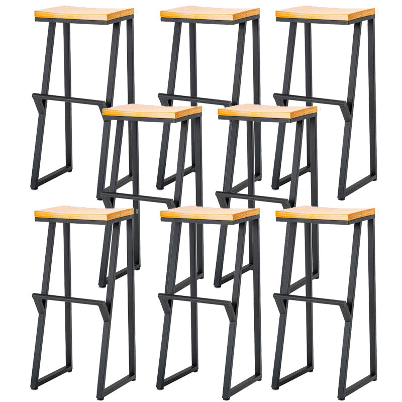 Contemporary Wood Counter Stools Metal Bar Stool for Home Use 8 Piece Set Bar Stool(33"H) Clearhalo 'Bar Furniture' 'Bar Stools' 'bar_stools' 'furn' 'furn_bar_stools' 'Furniture' 'Kitchen & Dining Furniture' 6187141