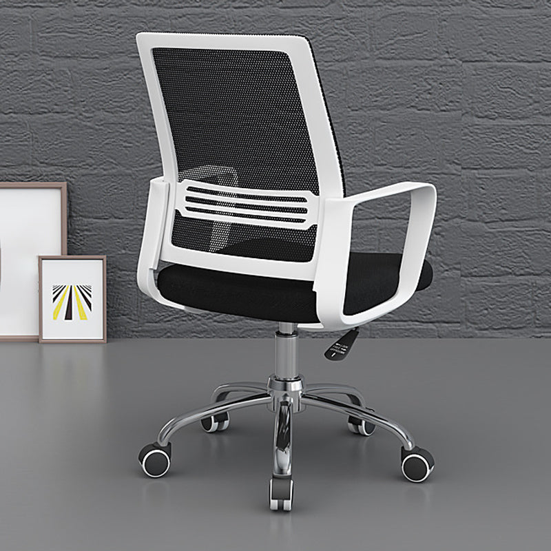 Contemporary Office Chair Microfiber Black Task Mid-Back Chair with Wheels Clearhalo 'furn' 'furn_office_chair' 'Furniture' 'Office Chairs' 'Office Furniture' 'office_chair' 6187189