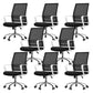 Contemporary Office Chair Microfiber Black Task Mid-Back Chair with Wheels 8 Piece Set Clearhalo 'furn' 'furn_office_chair' 'Furniture' 'Office Chairs' 'Office Furniture' 'office_chair' 6187195