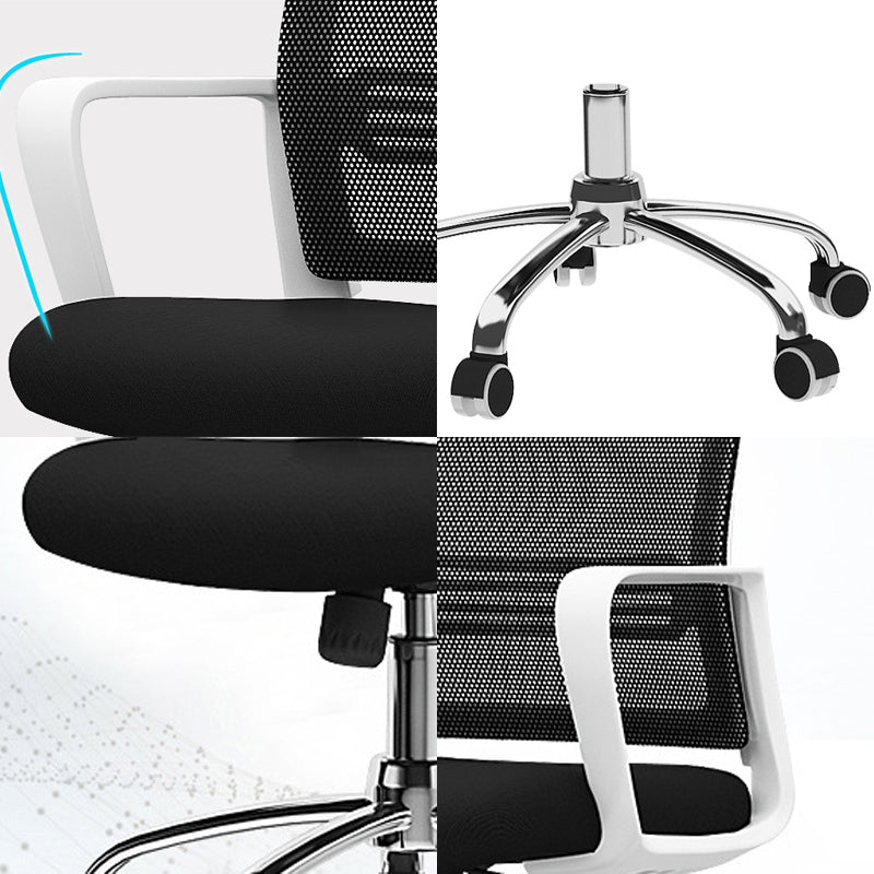 Contemporary Office Chair Microfiber Black Task Mid-Back Chair with Wheels Clearhalo 'furn' 'furn_office_chair' 'Furniture' 'Office Chairs' 'Office Furniture' 'office_chair' 6187196