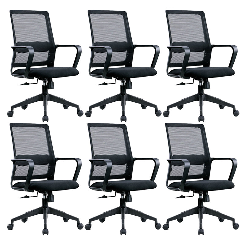 Modern Desk Chair Mesh Ergonomic Chair High-Back Chair with Wheels 6 Piece Set Clearhalo 'furn' 'furn_office_chair' 'Furniture' 'Office Chairs' 'Office Furniture' 'office_chair' 6187208