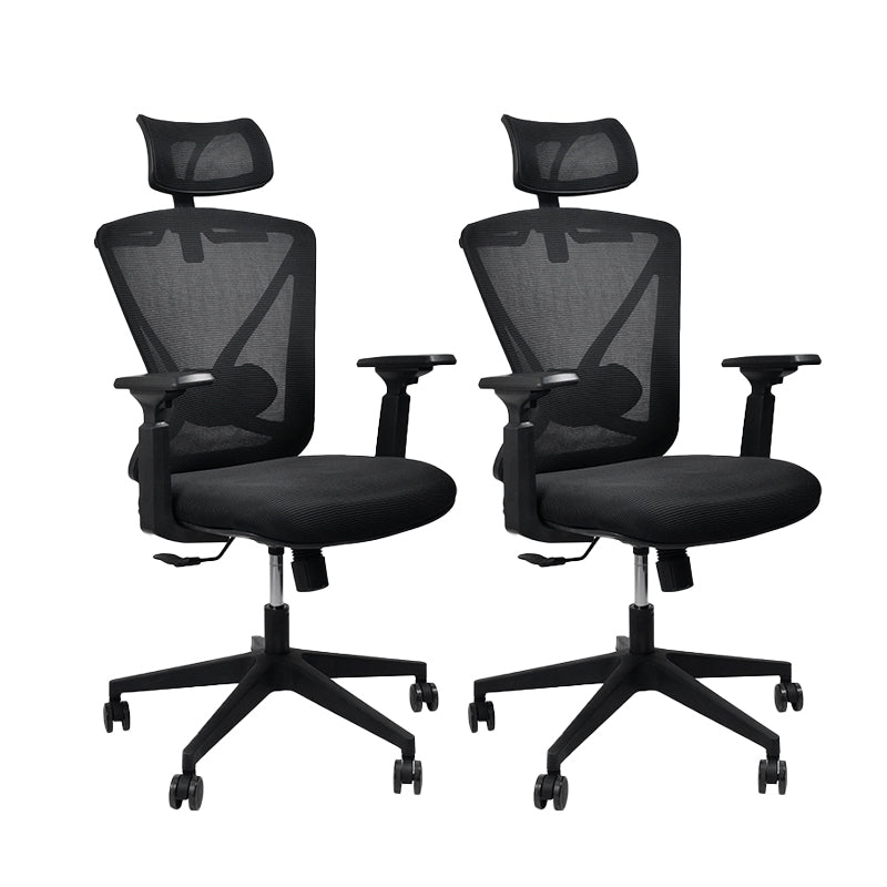 Modern & Contemporary Wheels Chair Microfiber Black High Back Chair 2 Piece Set Black Clearhalo 'furn' 'furn_office_chair' 'Furniture' 'Office Chairs' 'Office Furniture' 'office_chair' 6187216