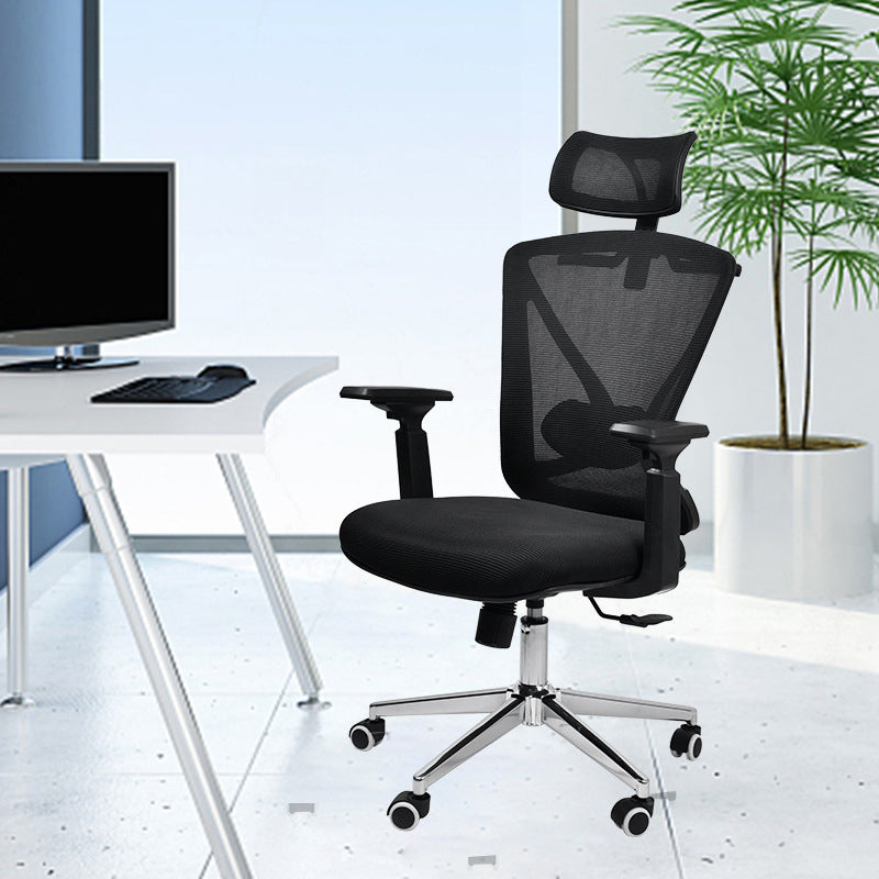 Modern & Contemporary Wheels Chair Microfiber Black High Back Chair Clearhalo 'furn' 'furn_office_chair' 'Furniture' 'Office Chairs' 'Office Furniture' 'office_chair' 6187218