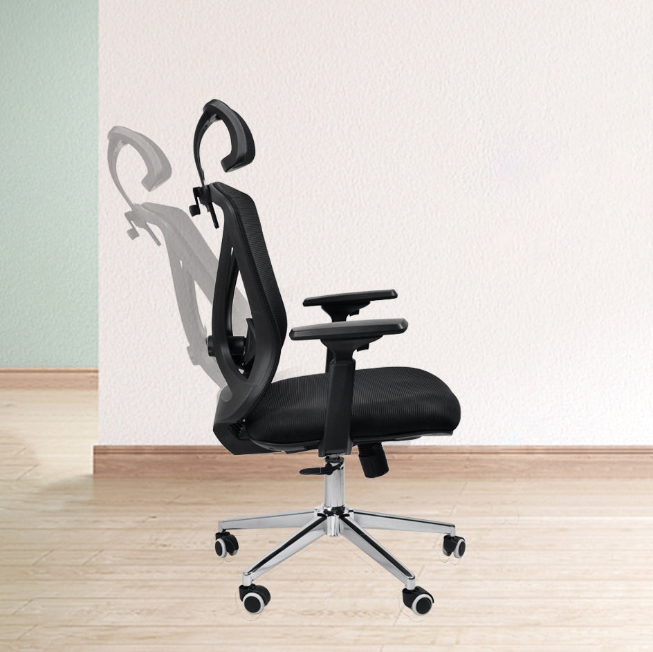 Modern & Contemporary Wheels Chair Microfiber Black High Back Chair Clearhalo 'furn' 'furn_office_chair' 'Furniture' 'Office Chairs' 'Office Furniture' 'office_chair' 6187221