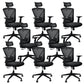 Modern & Contemporary Wheels Chair Microfiber Black High Back Chair 8 Piece Set Black Clearhalo 'furn' 'furn_office_chair' 'Furniture' 'Office Chairs' 'Office Furniture' 'office_chair' 6187222