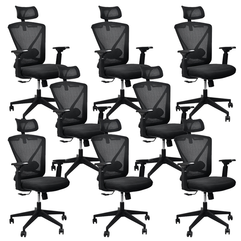 Modern & Contemporary Wheels Chair Microfiber Black High Back Chair 8 Piece Set Black Clearhalo 'furn' 'furn_office_chair' 'Furniture' 'Office Chairs' 'Office Furniture' 'office_chair' 6187222