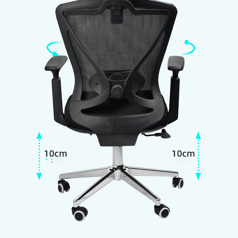 Modern & Contemporary Wheels Chair Microfiber Black High Back Chair Clearhalo 'furn' 'furn_office_chair' 'Furniture' 'Office Chairs' 'Office Furniture' 'office_chair' 6187226