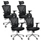 Modern & Contemporary Wheels Chair Microfiber Black High Back Chair 4 Piece Set Silver Clearhalo 'furn' 'furn_office_chair' 'Furniture' 'Office Chairs' 'Office Furniture' 'office_chair' 6187227
