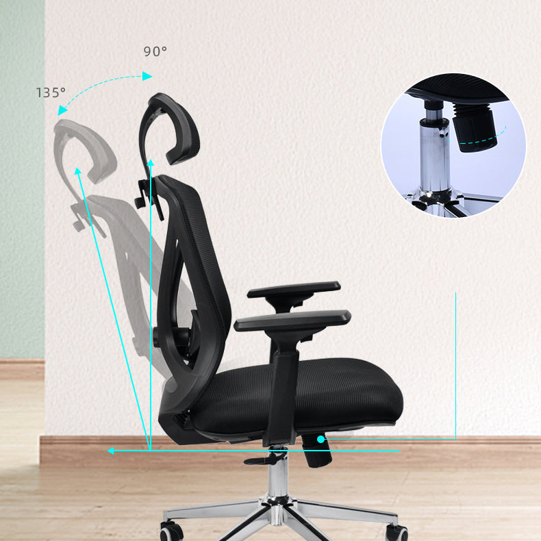 Modern & Contemporary Wheels Chair Microfiber Black High Back Chair Clearhalo 'furn' 'furn_office_chair' 'Furniture' 'Office Chairs' 'Office Furniture' 'office_chair' 6187228