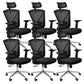 Modern & Contemporary Wheels Chair Microfiber Black High Back Chair 6 Piece Set Silver Clearhalo 'furn' 'furn_office_chair' 'Furniture' 'Office Chairs' 'Office Furniture' 'office_chair' 6187229