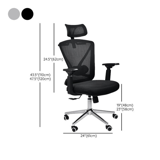 Modern & Contemporary Wheels Chair Microfiber Black High Back Chair Clearhalo 'furn' 'furn_office_chair' 'Furniture' 'Office Chairs' 'Office Furniture' 'office_chair' 6187233