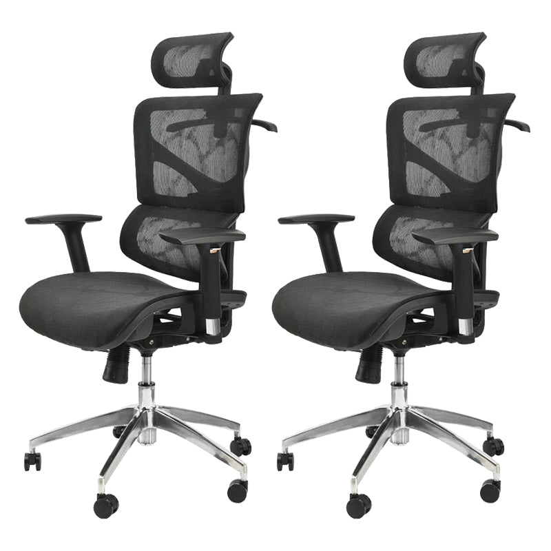 Contemporary Mid-Back Office Chair Ergonomic Adjustable Seat Height Desk Chair Black 2 Piece Set Clearhalo 'furn' 'furn_office_chair' 'Furniture' 'Office Chairs' 'Office Furniture' 'office_chair' 6187236