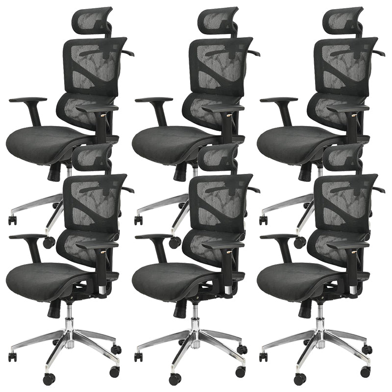 Contemporary Mid-Back Office Chair Ergonomic Adjustable Seat Height Desk Chair Black 6 Piece Set Clearhalo 'furn' 'furn_office_chair' 'Furniture' 'Office Chairs' 'Office Furniture' 'office_chair' 6187240