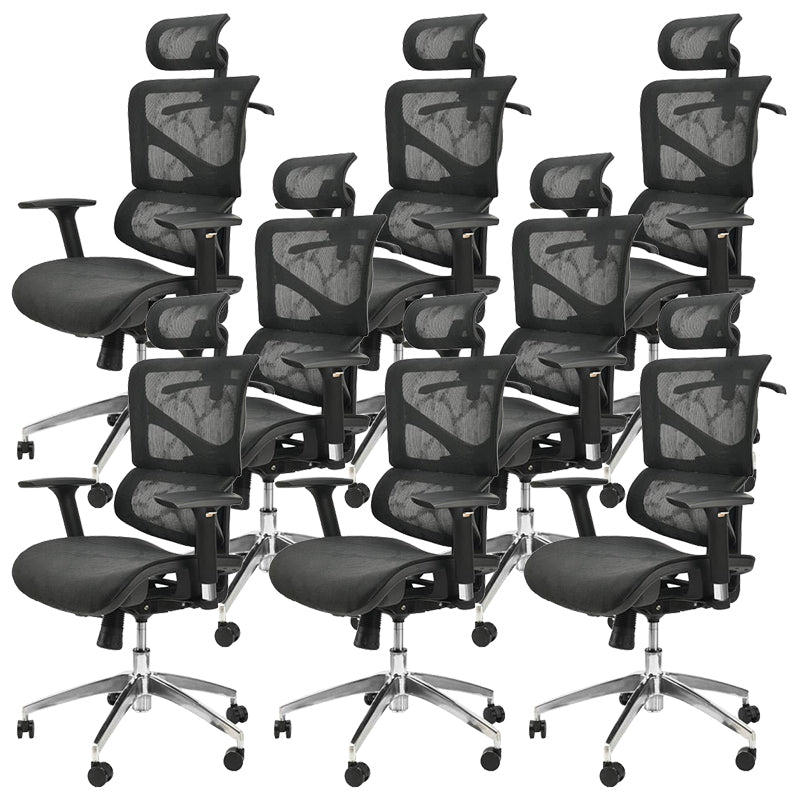 Contemporary Mid-Back Office Chair Ergonomic Adjustable Seat Height Desk Chair Black 8 Piece Set Clearhalo 'furn' 'furn_office_chair' 'Furniture' 'Office Chairs' 'Office Furniture' 'office_chair' 6187241