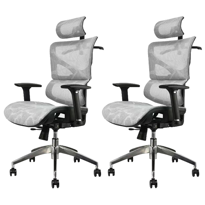 Contemporary Mid-Back Office Chair Ergonomic Adjustable Seat Height Desk Chair Grey 2 Piece Set Clearhalo 'furn' 'furn_office_chair' 'Furniture' 'Office Chairs' 'Office Furniture' 'office_chair' 6187244