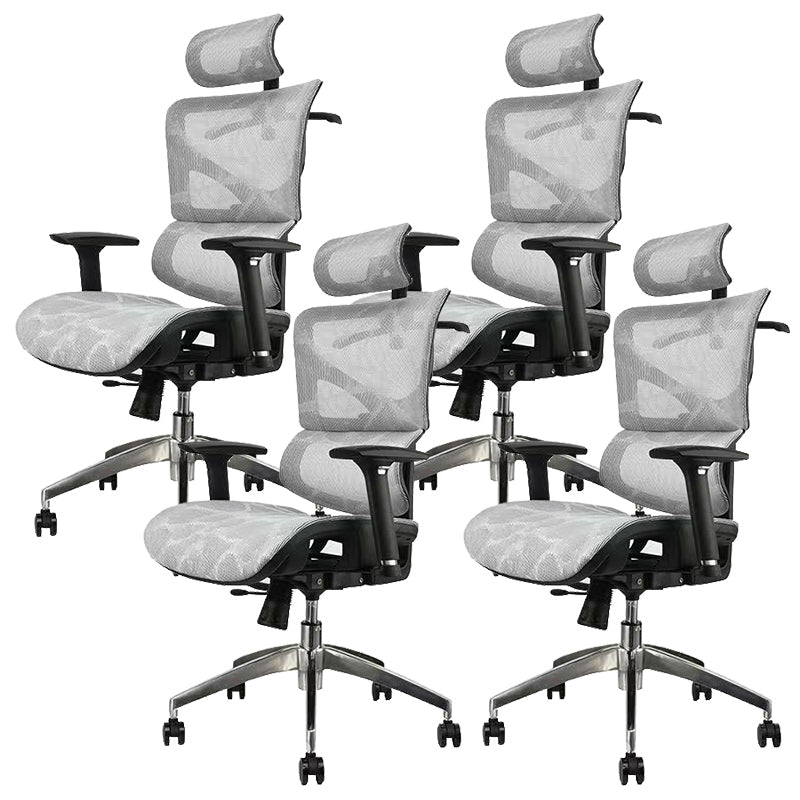 Contemporary Mid-Back Office Chair Ergonomic Adjustable Seat Height Desk Chair Grey 4 Piece Set Clearhalo 'furn' 'furn_office_chair' 'Furniture' 'Office Chairs' 'Office Furniture' 'office_chair' 6187246