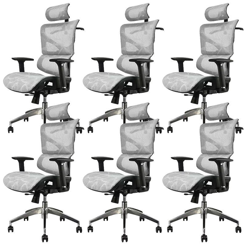 Contemporary Mid-Back Office Chair Ergonomic Adjustable Seat Height Desk Chair Grey 6 Piece Set Clearhalo 'furn' 'furn_office_chair' 'Furniture' 'Office Chairs' 'Office Furniture' 'office_chair' 6187249