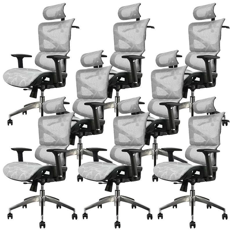 Contemporary Mid-Back Office Chair Ergonomic Adjustable Seat Height Desk Chair Grey 8 Piece Set Clearhalo 'furn' 'furn_office_chair' 'Furniture' 'Office Chairs' 'Office Furniture' 'office_chair' 6187250