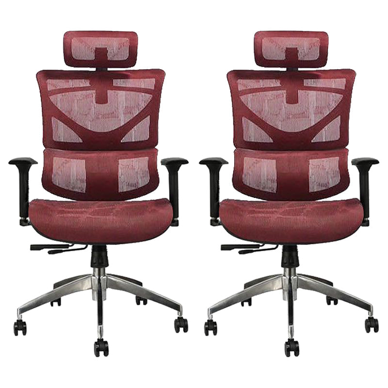 Contemporary Mid-Back Office Chair Ergonomic Adjustable Seat Height Desk Chair Red 2 Piece Set Clearhalo 'furn' 'furn_office_chair' 'Furniture' 'Office Chairs' 'Office Furniture' 'office_chair' 6187253
