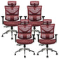 Contemporary Mid-Back Office Chair Ergonomic Adjustable Seat Height Desk Chair Red 4 Piece Set Clearhalo 'furn' 'furn_office_chair' 'Furniture' 'Office Chairs' 'Office Furniture' 'office_chair' 6187254