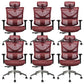 Contemporary Mid-Back Office Chair Ergonomic Adjustable Seat Height Desk Chair Red 6 Piece Set Clearhalo 'furn' 'furn_office_chair' 'Furniture' 'Office Chairs' 'Office Furniture' 'office_chair' 6187255