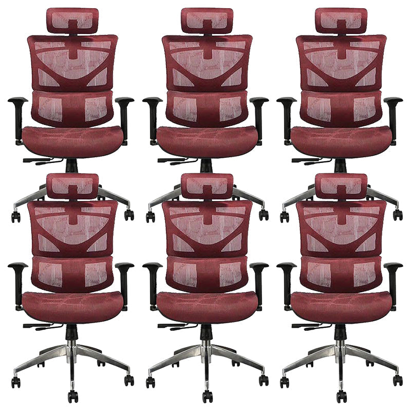 Contemporary Mid-Back Office Chair Ergonomic Adjustable Seat Height Desk Chair Red 6 Piece Set Clearhalo 'furn' 'furn_office_chair' 'Furniture' 'Office Chairs' 'Office Furniture' 'office_chair' 6187255