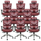 Contemporary Mid-Back Office Chair Ergonomic Adjustable Seat Height Desk Chair Red 8 Piece Set Clearhalo 'furn' 'furn_office_chair' 'Furniture' 'Office Chairs' 'Office Furniture' 'office_chair' 6187256