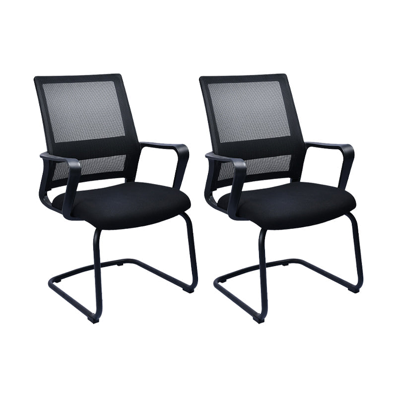 Contemporary Office Chair Fixed Arms Lumbar Support Conference Chair Textured Black 2 Piece Set Clearhalo 'furn' 'furn_office_chair' 'Furniture' 'Office Chairs' 'Office Furniture' 'office_chair' 6187319
