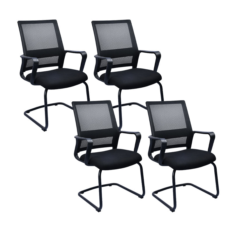 Contemporary Office Chair Fixed Arms Lumbar Support Conference Chair Textured Black 4 Piece Set Clearhalo 'furn' 'furn_office_chair' 'Furniture' 'Office Chairs' 'Office Furniture' 'office_chair' 6187320